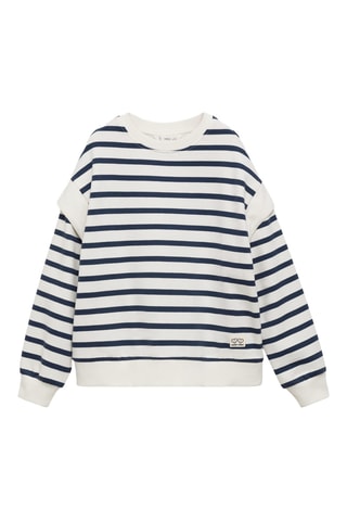 Sweat-shirt coton rayures - Bleu marine