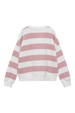 Sweat-shirt rayures détail brodé - Rose