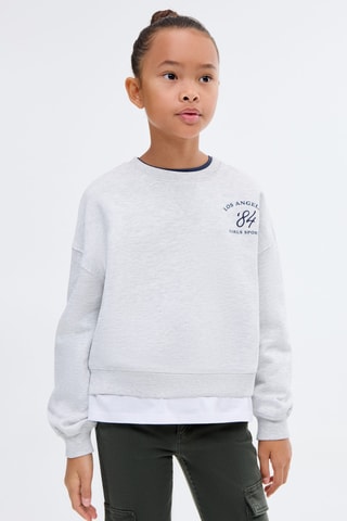 Sweat-shirt bas chemisier - Gris clair