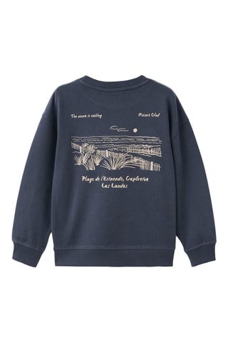 Sweater coton brodé - Bleu marine
