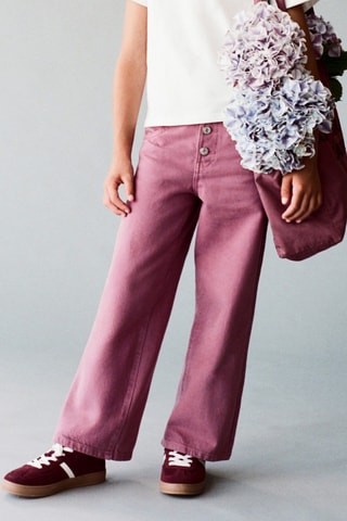 Jean style jupe-culotte boutons - Rouge