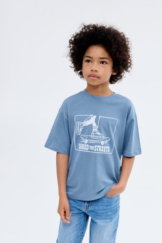 T-shirt imprimé manches courtes - Bleu