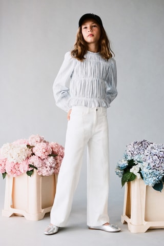 Jean wideleg détails coutures - Blanc