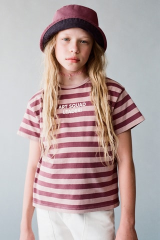 T-shirt à rayures en coton - Rose