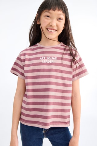 T-shirt à rayures en coton - Rose