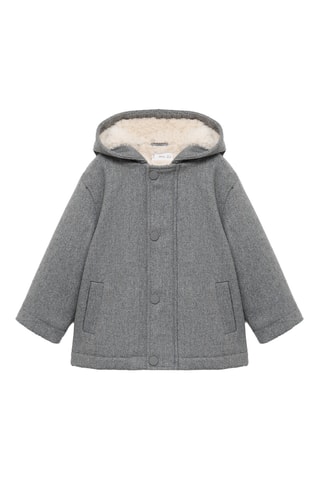 Manteau capuche doublé imitation mouton retourné - Gris