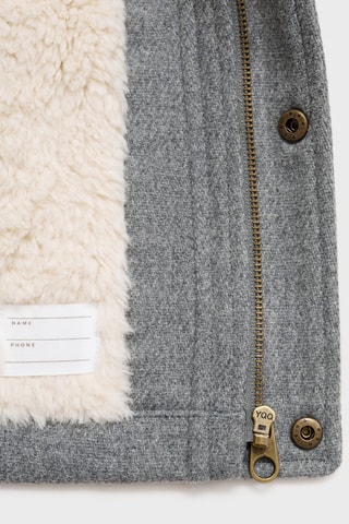 Manteau capuche doublé imitation mouton retourné - Gris