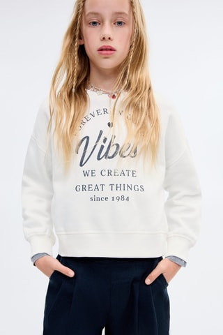 Sweat-shirt coton imprimé - Blanc