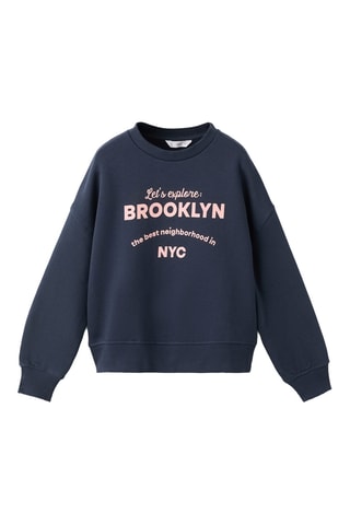 Sweat-shirt coton imprimé - Bleu marine