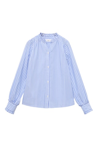 Chemise rayée avec détails froncés - Bleu