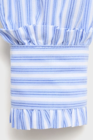 Chemise rayée avec détails froncés - Bleu