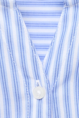 Chemise rayée avec détails froncés - Bleu