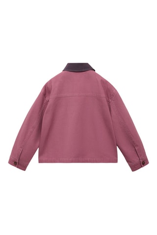 Parka denim col contrasté - Rouge