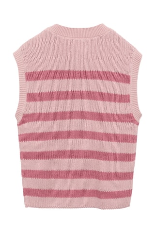 Gilet maille rayures - Rose