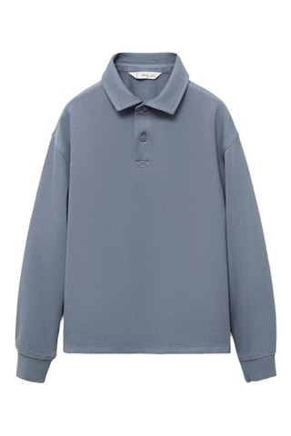 Sweat-shirt col polo - Bleu