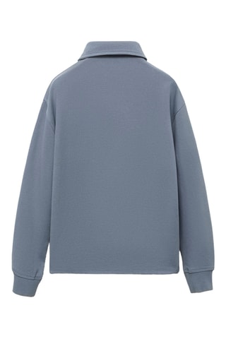 Sweat-shirt col polo - Bleu