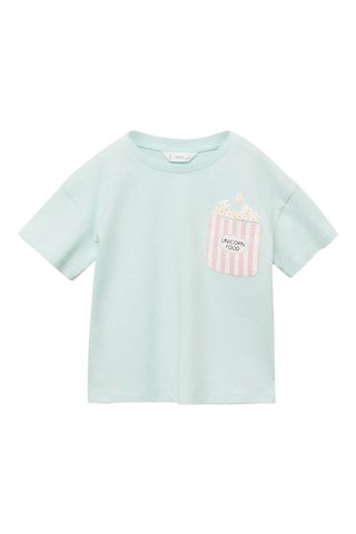 T-shirt coton motif en relief - Bleu céleste