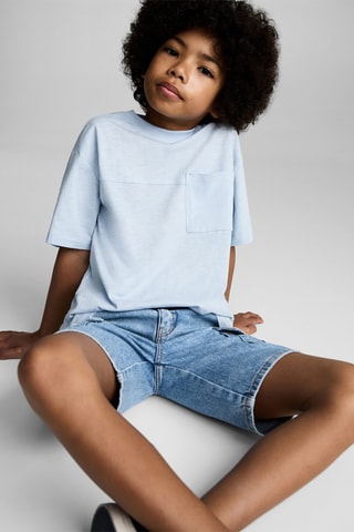 T-shirt poche plaquée - Bleu