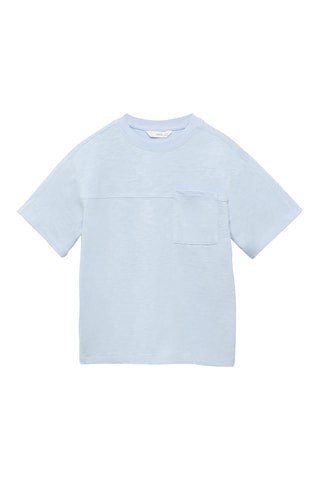 T-shirt poche plaquée - Bleu
