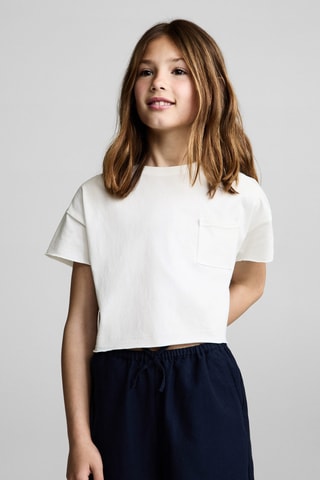 T-shirt crop poche - Blanc