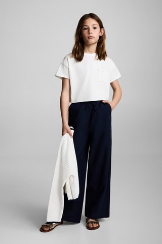 T-shirt crop poche - Blanc