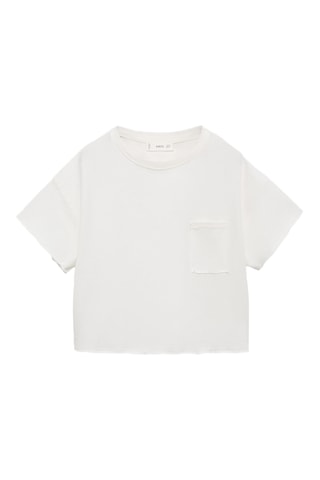 T-shirt crop poche - Blanc