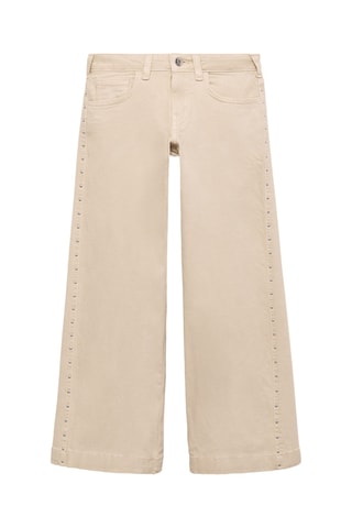 Jean taille basse à clous - Sable