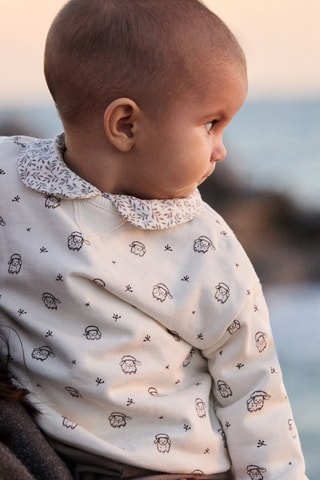 Sweat-shirt coton imprimé - Blanc