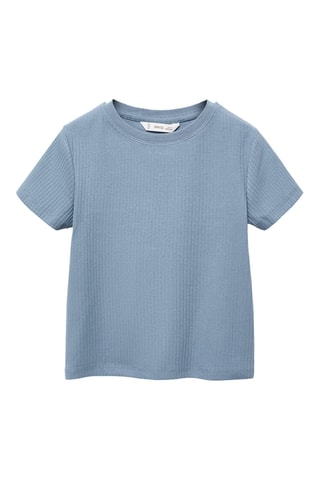 T-shirt coton côtelé - Bleu