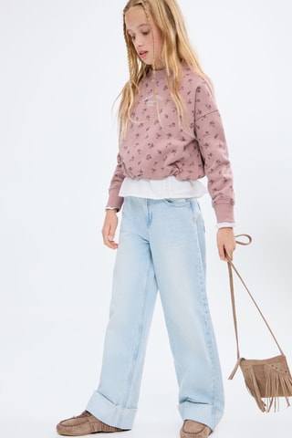 Sweat brodé imprimé floral - Rose