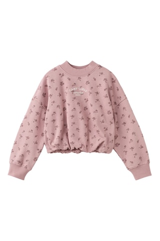 Sweat brodé imprimé floral - Rose