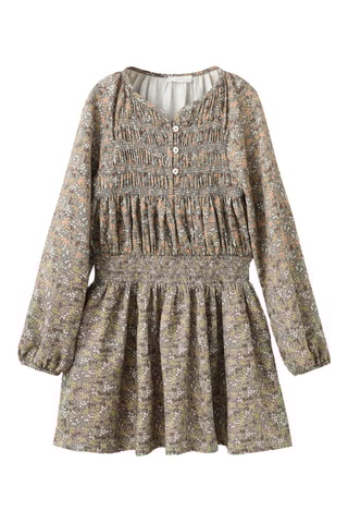 Robe froncée à fleurs - Vert foncé