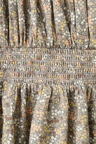 Robe froncée à fleurs - Vert foncé