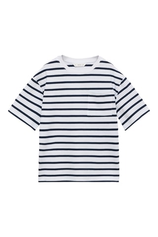 T-shirt coton à rayures - Blanc