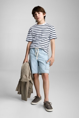 T-shirt coton à rayures - Blanc