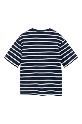 T-shirt coton à rayures - Bleu marine