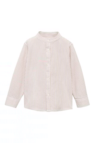 Chemise col mao à rayures - Beige