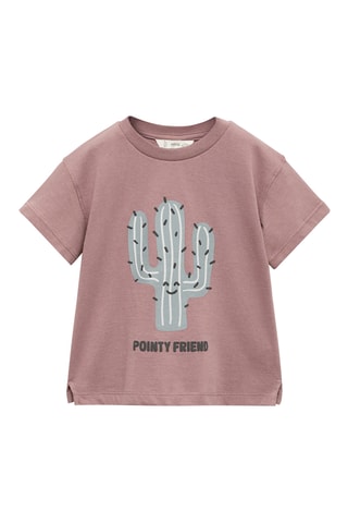 T-shirt en coton à dessin - Rose pâle