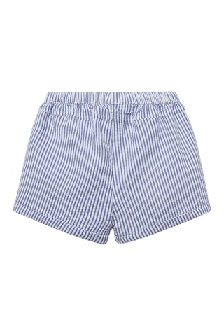 Short rayures coton - Bleu
