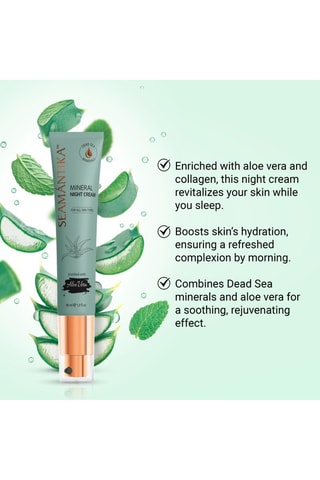 Crema de noche mineral Jugo de hoja de aloe vera - Para todo tipo de piel - 40 ml