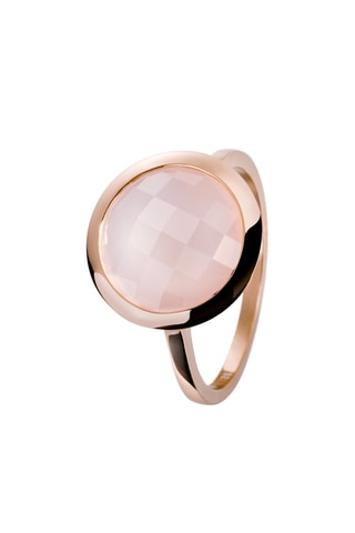 Bague - Argent plaqué or rose et calcédoine