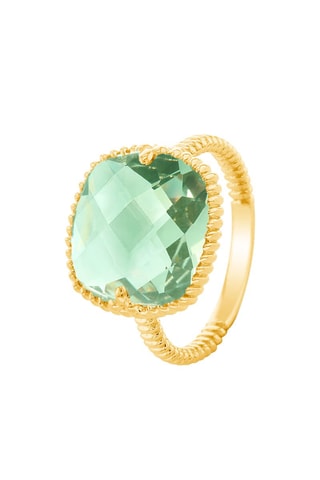 Bague - Argent plaqué or jaune et améthyste