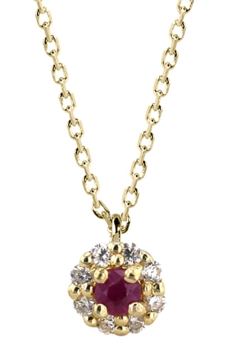 Collier - Argent plaqué or jaune et rubis
