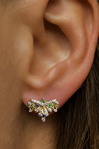 Boucles d'oreilles - Argent plaqué or jaune et émeraudes