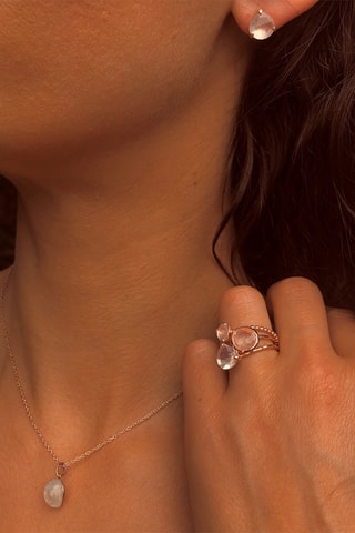 Puces - Argent plaqué or jaune et pierres de lune