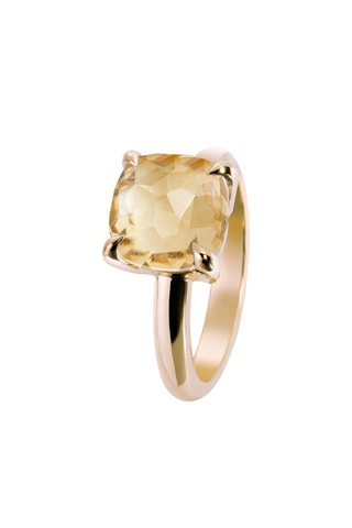 Bague - Argent plaqué or jaune et quartz