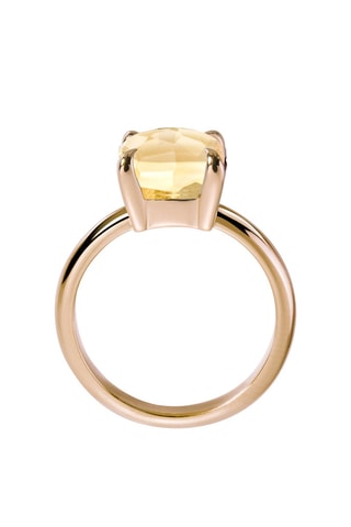 Bague - Argent plaqué or jaune et quartz