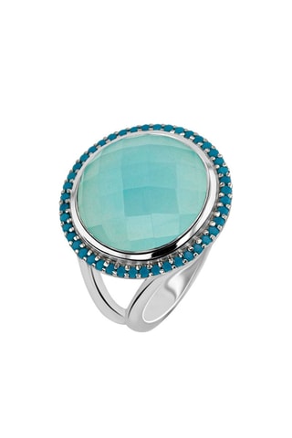 Bague - Argent, calcédoine d'eau et turquoises