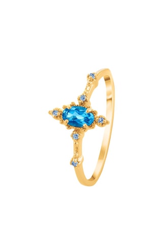 Bague - Argent plaqué or jaune et topazes