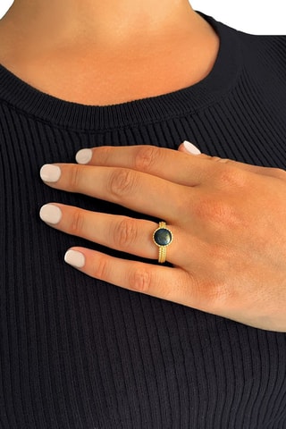 Bague - Argent plaqué or jaune et labradorite